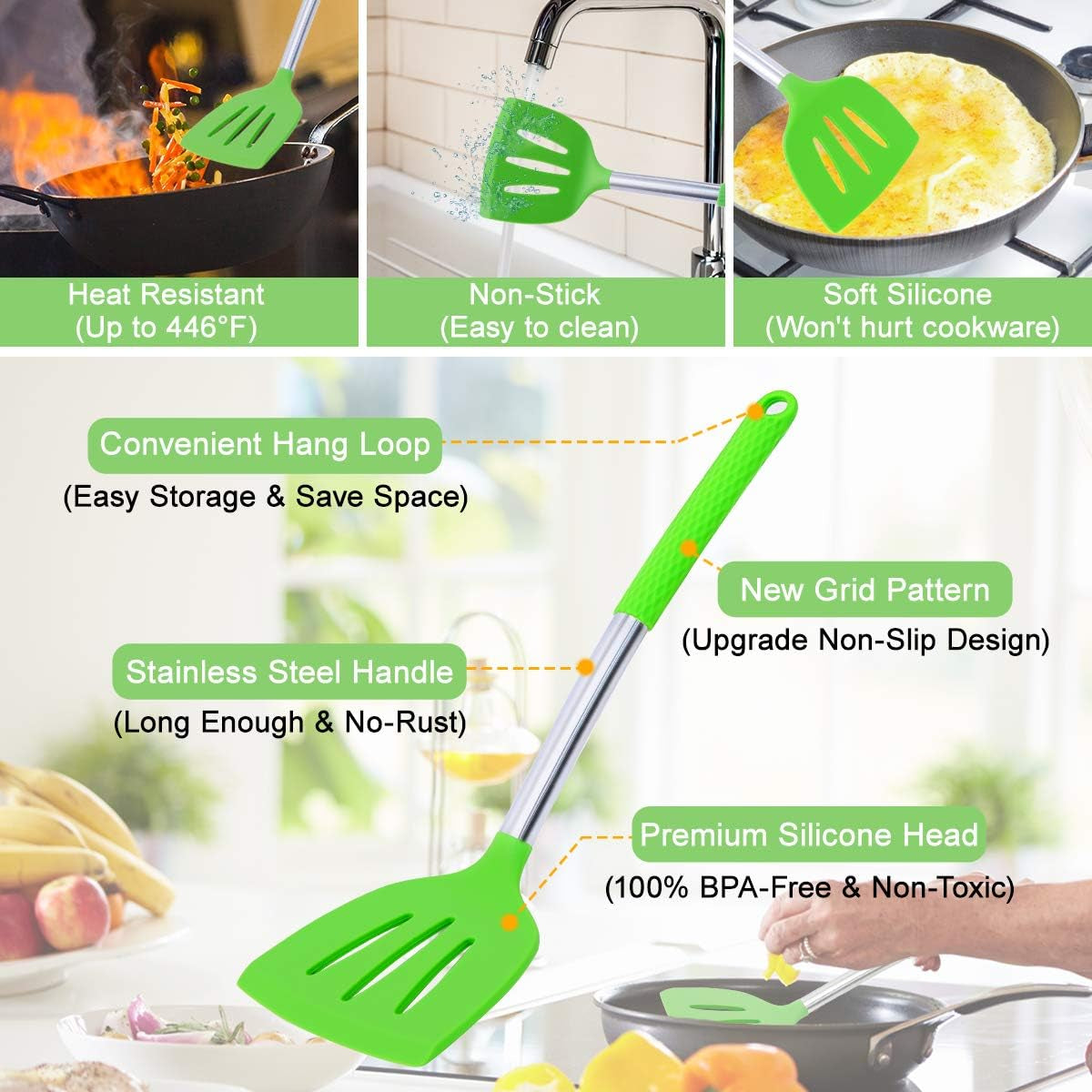 DIJA Silicone Cooking Utensils Set, 31Pcs Kitchen Utensils Set, Heat Resistant Non-Stick Silicone Spatula Set with Stainless Steel Handle Bpa-Free Kitchen Cooking Tools Set - Colorful